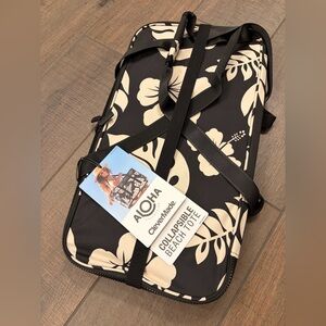 NWT ALOHA Clever Collapsible Beach Tote - Black & Cream